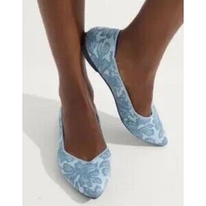 Rothy's The Point II Blue Chantilly  Floral Pattern Flats Women 10 Work Career